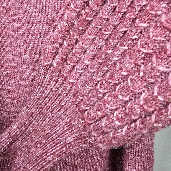FRYE Knit Sweater Balloon Sleeve‎ Burgundy Womens Size L Wool Blend - Picture 2 of 9